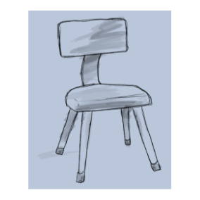 hand drawn illustration of a childs desk chair