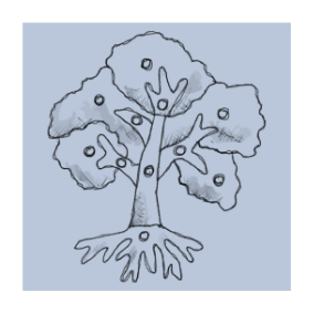 hand drawn illustration of a tree and its roots