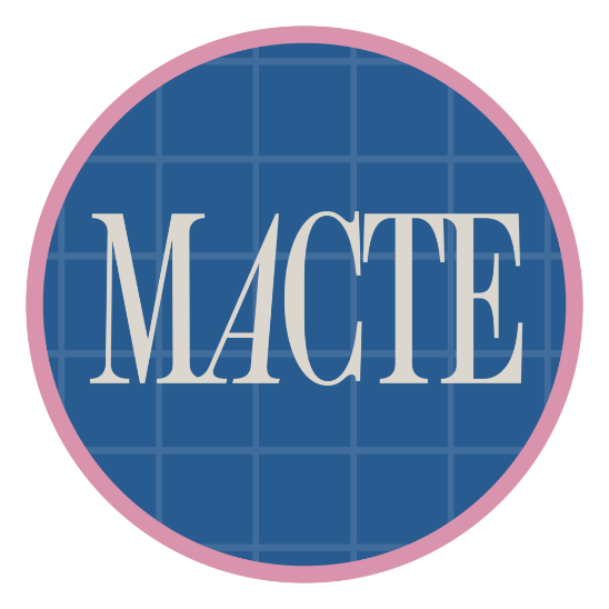 MACTE acronym logo on a blue graph in a pink circle