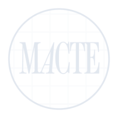 light blue MACTE acronym logo in a circle with a graph background
